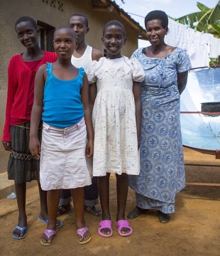 Josephine and four of her seven dependents (three are her own children, and four are orphans for whom she cares)