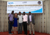 The YETP Team. From left to right: Gama (AERG Business Development Officer), Kelsey (SURF Project Officer), Taziano (AERG Business Development Officer), Jean Paul (AERG YETP Project Coordinator), and Moses (AERG Business Development Officer) 