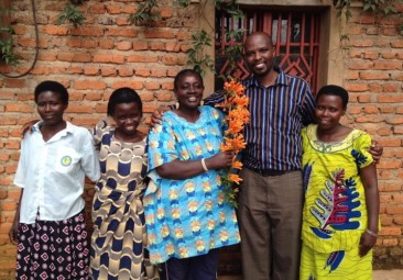 Mukanyemazi, second from the left, and Uwumukiza, far right, with Sam Munderere, Programme Manager of Foundation Rwanda (and Survivors Fund Chief Executive)