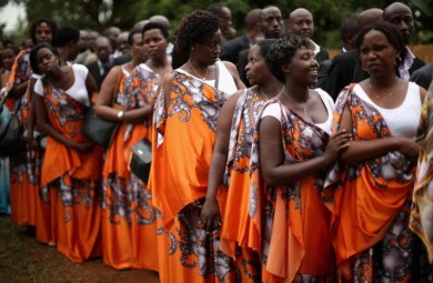 Women line up to commemorate the Genocide against Tutsis in Kigali. Rwandan women genocide survivors are working hard to pick up the pieces 22 years since the atrocities. (Courtesy)