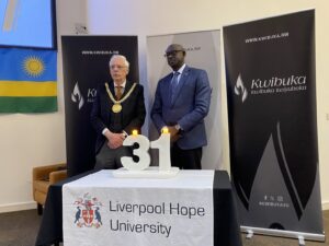 His Excellency Johnston Busingye, High Commissioner of Rwanda to the UK, Councillor Richard Kemp, Lord Mayor of Liverpool, at the Liverpool Kwibuka 31 Commemoration